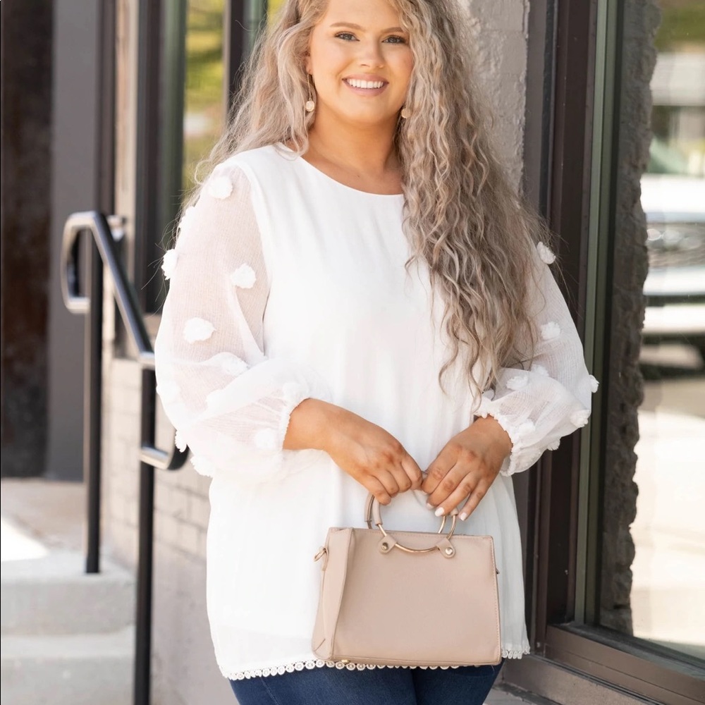 Chic Soul Champagne Bubbles Blouse, Off White, Size 2X